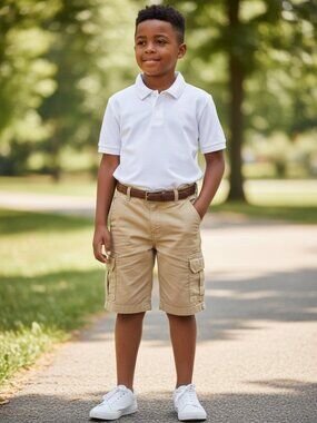 Free Assembly Cargo Shorts Kids Size 14‎ Tan Khaki Excellent Adjustable Waist